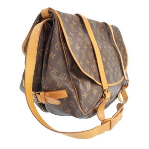 Louis Vuitton Monogram Shoulder Saumur Bag Brown Leather